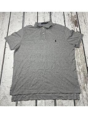 Polo Ralph Lauren Short Sleeve Polo Shirt Solid Grey Size XL